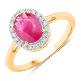 1.83 Carat Genuine Ruby and White Diamond 14K Yellow Gold Ring