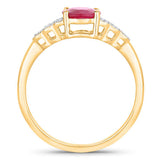1.52 Carat Genuine Ruby and White Diamond 14K Yellow Gold Ring