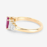 1.52 Carat Genuine Ruby and White Diamond 14K Yellow Gold Ring