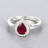1.02 Carat Genuine Ruby and White Diamond 14K White Gold Ring