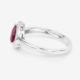 1.02 Carat Genuine Ruby and White Diamond 14K White Gold Ring
