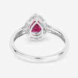 1.02 Carat Genuine Ruby and White Diamond 14K White Gold Ring