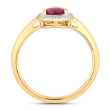 1.02 Carat Genuine Ruby and White Diamond 14K Yellow Gold Ring