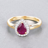 1.02 Carat Genuine Ruby and White Diamond 14K Yellow Gold Ring