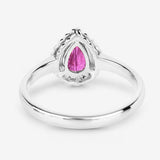0.94 Carat Genuine Ruby and White Diamond 14K White Gold Ring