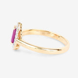 0.94 Carat Genuine Ruby and White Diamond 14K Yellow Gold Ring