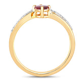 0.52 Carat Genuine Ruby and White Diamond 14K Yellow Gold Ring