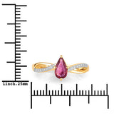 0.52 Carat Genuine Ruby and White Diamond 14K Yellow Gold Ring