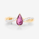 0.52 Carat Genuine Ruby and White Diamond 14K Yellow Gold Ring