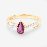 0.52 Carat Genuine Ruby and White Diamond 14K Yellow Gold Ring