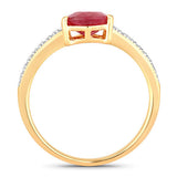1.56 Carat Genuine Ruby and White Diamond 14K Yellow Gold Ring