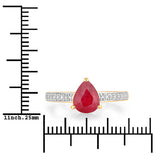 1.56 Carat Genuine Ruby and White Diamond 14K Yellow Gold Ring