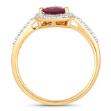 1.25 Carat Genuine Ruby and White Diamond 14K Yellow Gold Ring