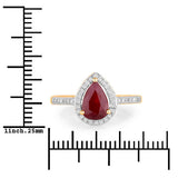 1.25 Carat Genuine Ruby and White Diamond 14K Yellow Gold Ring