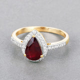 1.25 Carat Genuine Ruby and White Diamond 14K Yellow Gold Ring