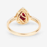 1.25 Carat Genuine Ruby and White Diamond 14K Yellow Gold Ring