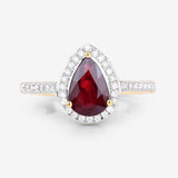 1.25 Carat Genuine Ruby and White Diamond 14K Yellow Gold Ring
