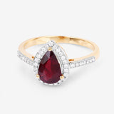 1.25 Carat Genuine Ruby and White Diamond 14K Yellow Gold Ring