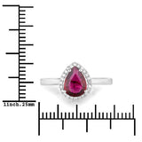 1.30 Carat Genuine Ruby and White Diamond 14K White Gold Ring
