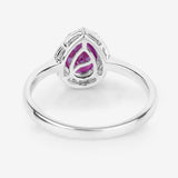 1.30 Carat Genuine Ruby and White Diamond 14K White Gold Ring