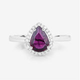 1.30 Carat Genuine Ruby and White Diamond 14K White Gold Ring