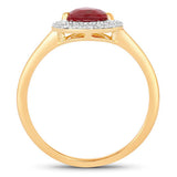 1.38 Carat Genuine Ruby and White Diamond 14K Yellow Gold Ring