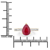 1.68 Carat Genuine Ruby and White Diamond 14K Yellow Gold Ring