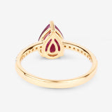 1.68 Carat Genuine Ruby and White Diamond 14K Yellow Gold Ring