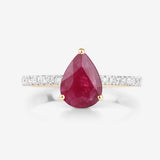 1.68 Carat Genuine Ruby and White Diamond 14K Yellow Gold Ring
