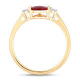 1.08 Carat Genuine Ruby and White Diamond 14K Yellow Gold Ring