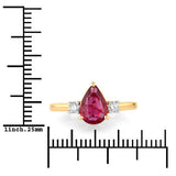 1.08 Carat Genuine Ruby and White Diamond 14K Yellow Gold Ring