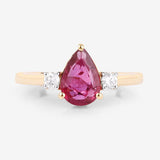 1.08 Carat Genuine Ruby and White Diamond 14K Yellow Gold Ring