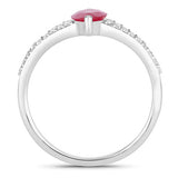 1.58 Carat Genuine Ruby and White Diamond 14K White Gold Ring