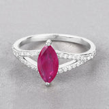 1.58 Carat Genuine Ruby and White Diamond 14K White Gold Ring