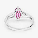 1.58 Carat Genuine Ruby and White Diamond 14K White Gold Ring