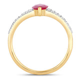 1.58 Carat Genuine Ruby and White Diamond 14K Yellow Gold Ring