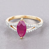 1.58 Carat Genuine Ruby and White Diamond 14K Yellow Gold Ring