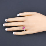 1.58 Carat Genuine Ruby and White Diamond 14K Yellow Gold Ring