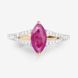 1.58 Carat Genuine Ruby and White Diamond 14K Yellow Gold Ring