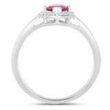 1.57 Carat Genuine Ruby and White Diamond 14K White Gold Ring