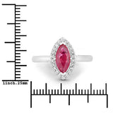 1.57 Carat Genuine Ruby and White Diamond 14K White Gold Ring