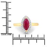 1.57 Carat Genuine Ruby and White Diamond 14K Yellow Gold Ring