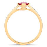 1.51 Carat Genuine Ruby and White Diamond 14K Yellow Gold Ring