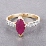 1.51 Carat Genuine Ruby and White Diamond 14K Yellow Gold Ring