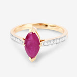 1.51 Carat Genuine Ruby and White Diamond 14K Yellow Gold Ring