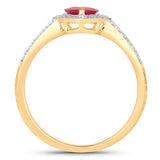 1.06 Carat Genuine Ruby and White Diamond 14K Yellow Gold Ring