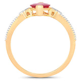 1.01 Carat Genuine Ruby and White Diamond 14K Yellow Gold Ring