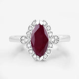 1.54 Carat Genuine Ruby and White Diamond 14K White Gold Ring