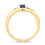 0.84 Carat Genuine Blue Sapphire and White Diamond 14K Yellow Gold Ring