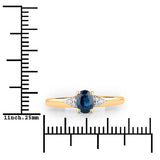 0.84 Carat Genuine Blue Sapphire and White Diamond 14K Yellow Gold Ring